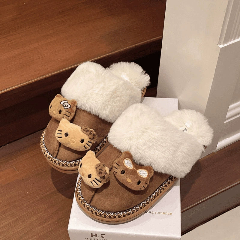 Cozy Hello KT Plush Slippers: Buy 2, Get 60% Off!