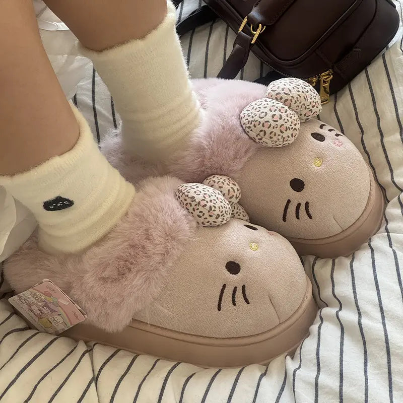 Cozy Hello KT Plush Slippers: Buy 2, Get 60% Off!