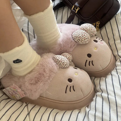 Cozy Hello KT Plush Slippers: Buy 2, Get 60% Off!