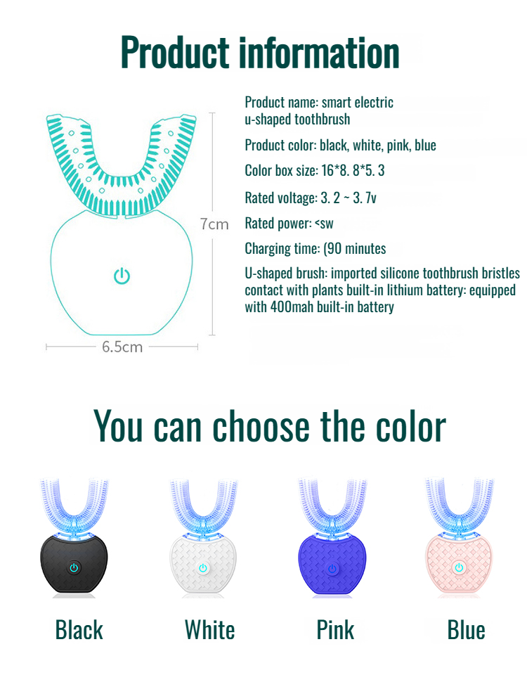 Fully Automatic U-Shaped Electric Toothbrush | 100% Washable + Ultrasonic Dental Flosser Combo